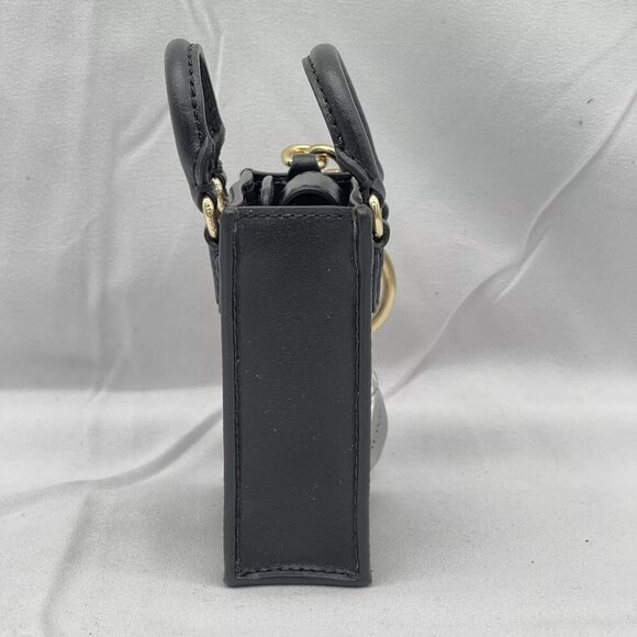 NEW COACH North/South Mini Tote Bag Charm In Signature Canvas Brown/Black - Picture 12 of 14